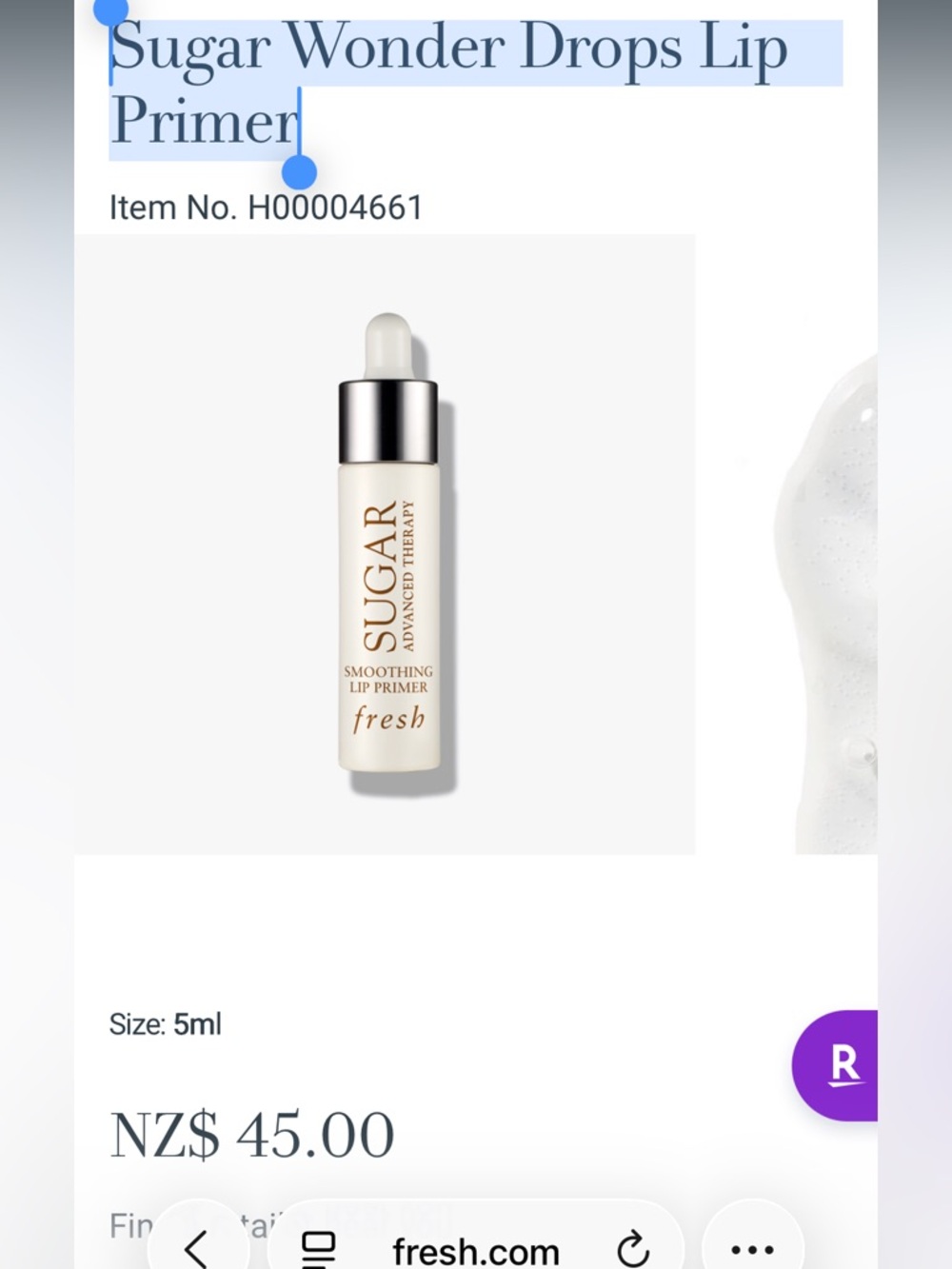 Fresh Beauty Sugar Wonder Drops Lip Primer BNIB